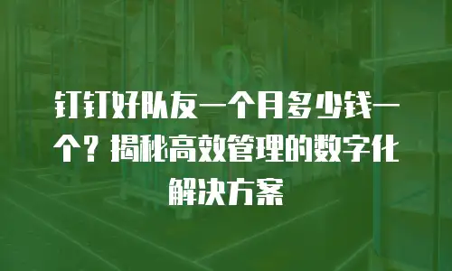 钉钉好队友一个月多少钱一个？揭秘高效管理的数字化解决方案