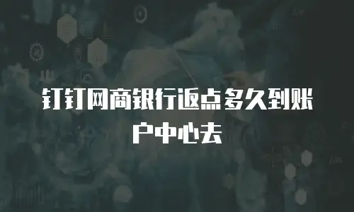 钉钉网商银行返点多久到账户中心去