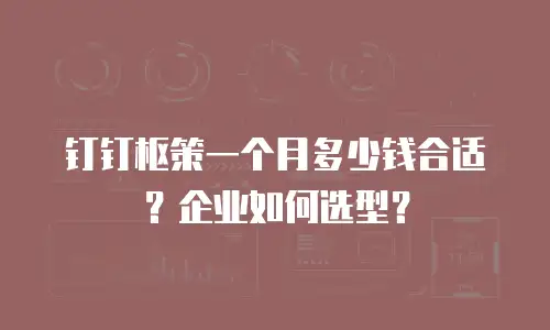 钉钉枢策一个月多少钱合适？企业如何选型？