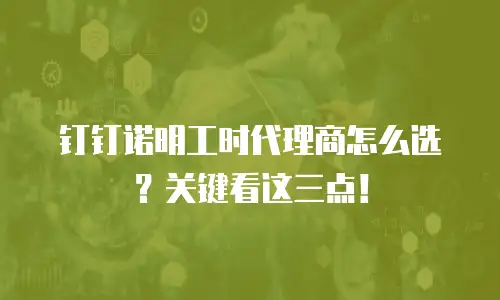 钉钉诺明工时代理商怎么选？关键看这三点！