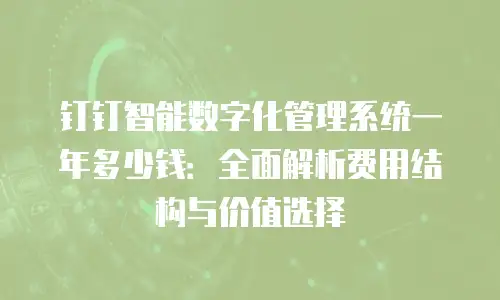 钉钉智能数字化管理系统一年多少钱：全面解析费用结构与价值选择