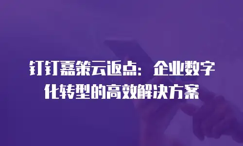 钉钉嘉策云返点：企业数字化转型的高效解决方案