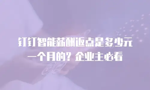 钉钉智能薪酬返点是多少元一个月的？企业主必看