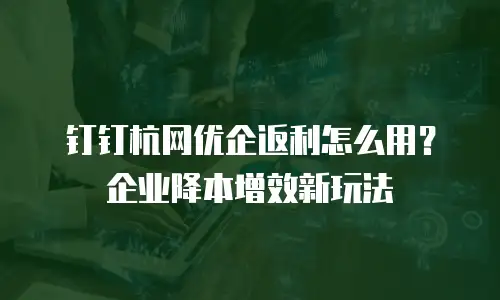 钉钉杭网优企返利怎么用？企业降本增效新玩法