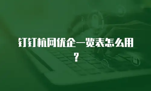 钉钉杭网优企一览表怎么用？