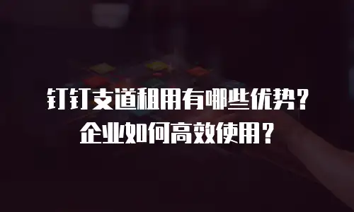 钉钉支道租用有哪些优势？企业如何高效使用？