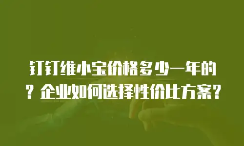 钉钉维小宝价格多少一年的？企业如何选择性价比方案？