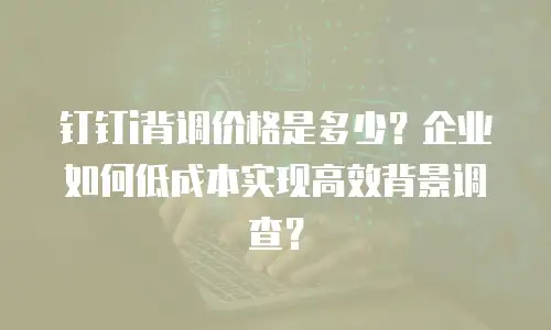 钉钉i背调价格是多少？企业如何低成本实现高效背景调查？