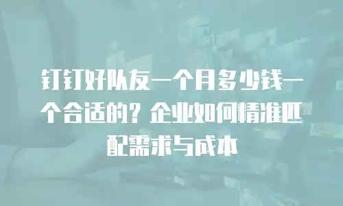 钉钉好队友一个月多少钱一个合适的？企业如何精准匹配需求与成本