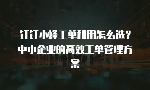 钉钉小蜂工单租用怎么选？中小企业的高效工单管理方案