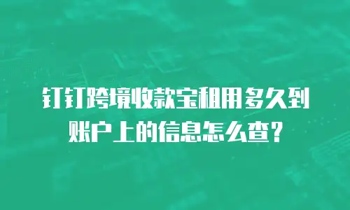 钉钉跨境收款宝租用多久到账户上的信息怎么查？