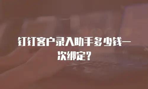 钉钉客户录入助手多少钱一次绑定？