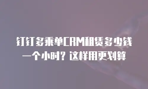 钉钉多乘单CRM租赁多少钱一个小时？这样用更划算