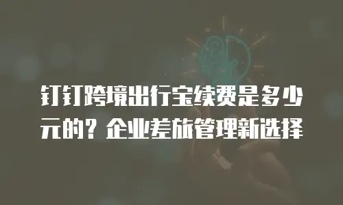 钉钉跨境出行宝续费是多少元的？企业差旅管理新选择