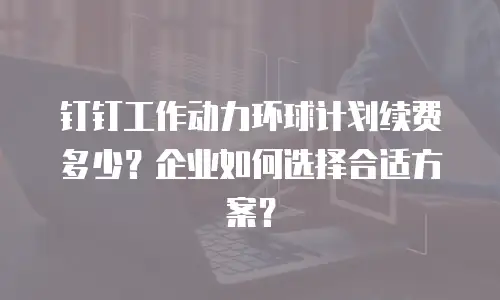 钉钉工作动力环球计划续费多少？企业如何选择合适方案？
