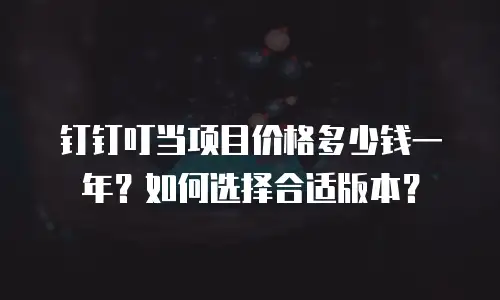 钉钉叮当项目价格多少钱一年？如何选择合适版本？