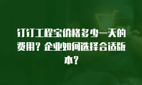 钉钉工程宝价格多少一天的费用？企业如何选择合适版本？