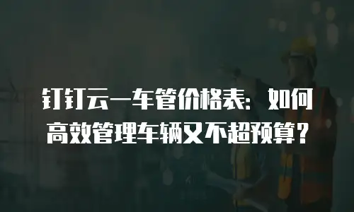 钉钉云一车管价格表：如何高效管理车辆又不超预算？