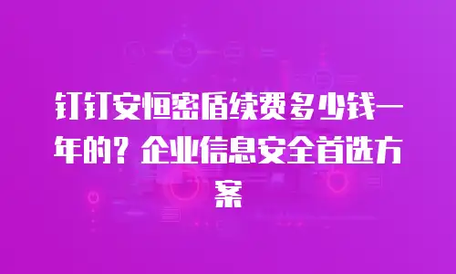 钉钉安恒密盾续费多少钱一年的？企业信息安全首选方案