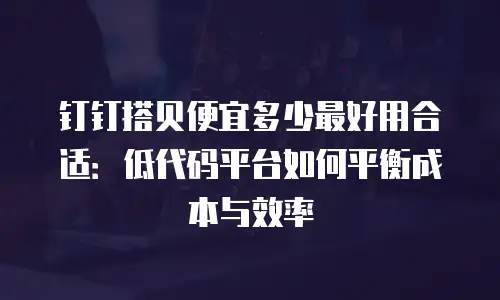 钉钉搭贝便宜多少最好用合适：低代码平台如何平衡成本与效率