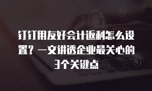 钉钉用友好会计返利怎么设置？一文讲透企业最关心的3个关键点