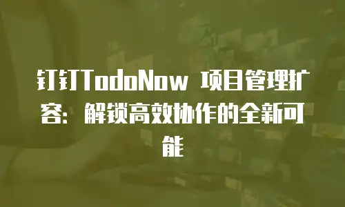 钉钉TodoNow 项目管理扩容：解锁高效协作的全新可能
