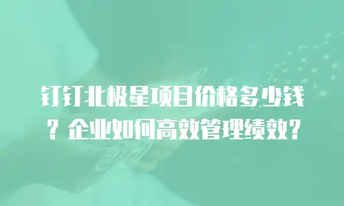 钉钉北极星项目价格多少钱？企业如何高效管理绩效？