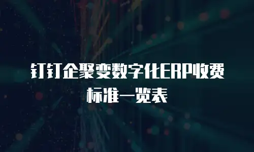 钉钉企聚变数字化ERP收费标准一览表