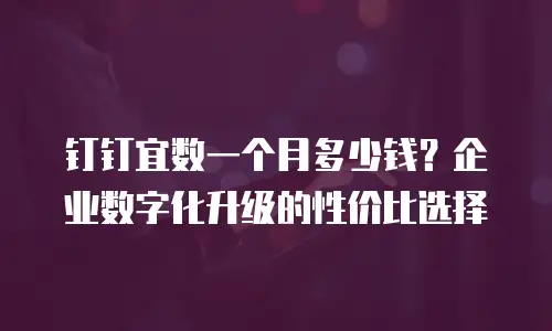 钉钉宜数一个月多少钱？企业数字化升级的性价比选择
