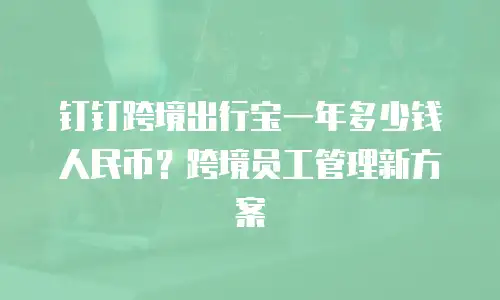 钉钉跨境出行宝一年多少钱人民币？跨境员工管理新方案