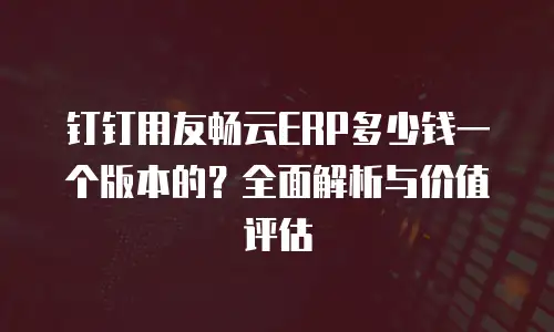 钉钉用友畅云ERP多少钱一个版本的？全面解析与价值评估