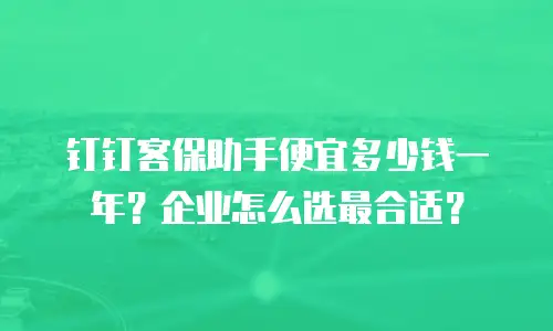 钉钉客保助手便宜多少钱一年？企业怎么选最合适？