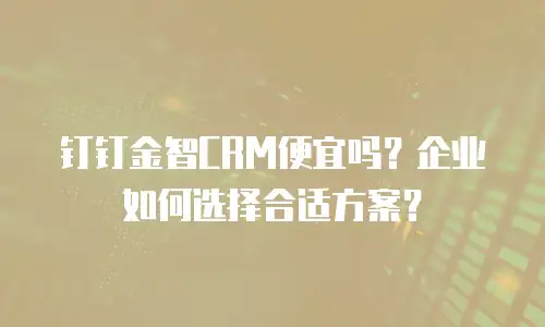 钉钉金智CRM便宜吗？企业如何选择合适方案？