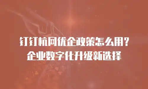 钉钉杭网优企政策怎么用？企业数字化升级新选择