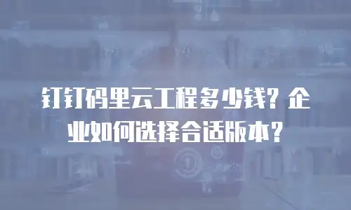 钉钉码里云工程多少钱？企业如何选择合适版本？