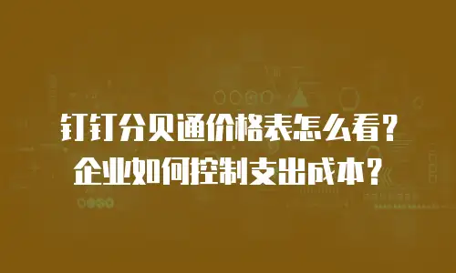 钉钉分贝通价格表怎么看？企业如何控制支出成本？