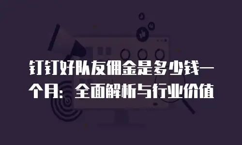 钉钉好队友佣金是多少钱一个月：全面解析与行业价值