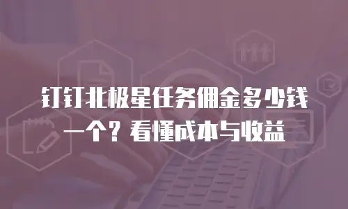 钉钉北极星任务佣金多少钱一个？看懂成本与收益