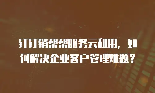 钉钉销帮帮服务云租用，如何解决企业客户管理难题？