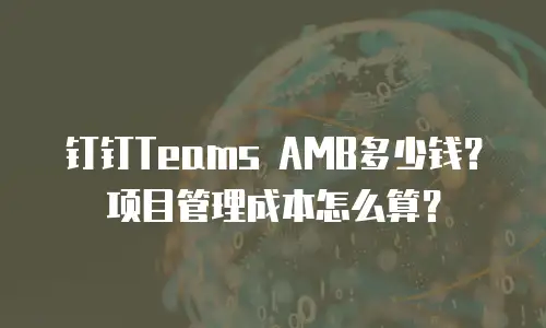 钉钉Teams AMB多少钱？项目管理成本怎么算？