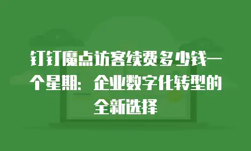钉钉魔点访客续费多少钱一个星期：企业数字化转型的全新选择