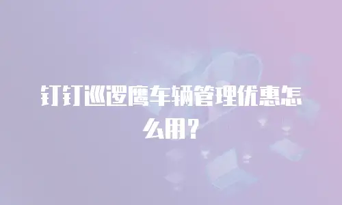 钉钉巡逻鹰车辆管理优惠怎么用？