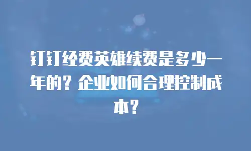 钉钉经费英雄续费是多少一年的？企业如何合理控制成本？