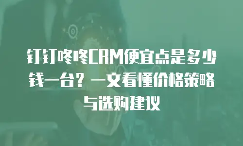 钉钉咚咚CRM便宜点是多少钱一台？一文看懂价格策略与选购建议