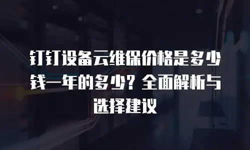 钉钉设备云维保价格是多少钱一年的多少？全面解析与选择建议