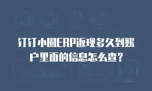 钉钉小圈ERP返现多久到账户里面的信息怎么查？