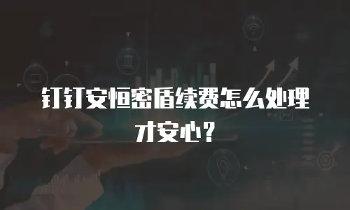 钉钉安恒密盾续费怎么处理才安心？