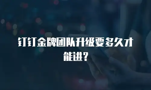 钉钉金牌团队升级要多久才能进？