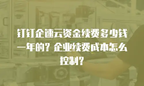 钉钉企速云资金续费多少钱一年的？企业续费成本怎么控制？