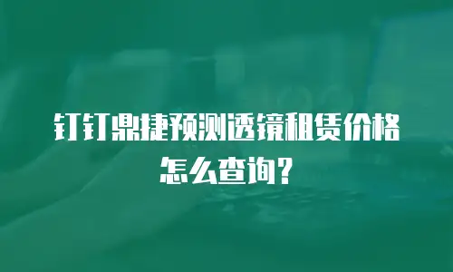 钉钉鼎捷预测透镜租赁价格怎么查询？